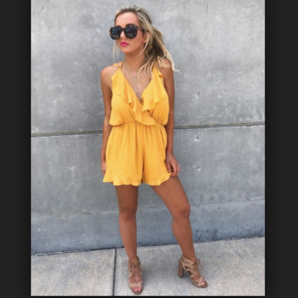 Golden Yellow Ruffle Romper Playsuit